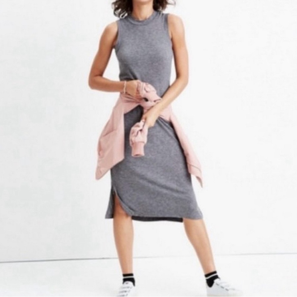 Madewell Gray Ribbed Maxi Dress